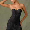 Robe A-line à encolure en cœur et ornements Viela en noir Robe A-line à encolure en cœur et ornements Viela en noir