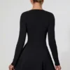Robe A-line à encolure plongeante et nœud Graciela en noir Robe A-line à encolure plongeante et nœud Graciela en noir