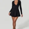 Robe A-line à encolure plongeante et nœud Graciela en noir Robe A-line à encolure plongeante et nœud Graciela en noir