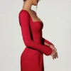 Robe A-line à manches longues et encolure en cœur Corinne, rouge Robe A-line à manches longues et encolure en cœur Corinne, rouge