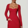 Robe A-line à manches longues et encolure en cœur Corinne, rouge Robe A-line à manches longues et encolure en cœur Corinne, rouge