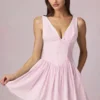 Robe A-line Marissa à nœud, rayures mauve pâle Robe A-line Marissa à nœud, rayures mauve pâle