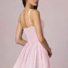 Robe A-line Marissa à nœud, rayures mauve pâle Robe A-line Marissa à nœud, rayures mauve pâle