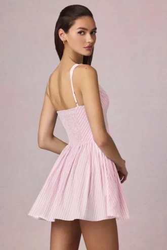 Robe A-line Marissa à nœud, rayures mauve pâle