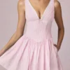 Robe A-line Marissa à nœud, rayures mauve pâle Robe A-line Marissa à nœud, rayures mauve pâle