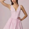 Robe A-line Marissa à nœud, rayures mauve pâle Robe A-line Marissa à nœud, rayures mauve pâle