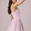 Robe A-line Marissa à nœud, rayures mauve pâle Robe A-line Marissa à nœud, rayures mauve pâle