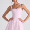 Robe A-line plissée avec nœud Cressida, rose pâle Robe A-line plissée avec nœud Cressida, rose pâle