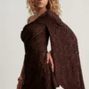 Robe A-line à une manche Angelie Devoré en chocolat noir Robe A-line à une manche Angelie Devoré en chocolat noir