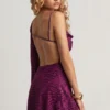 Robe A-line à une manche Angelie en jersey dévoré, couleur violet baie Robe A-line à une manche Angelie en jersey dévoré, couleur violet baie