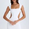 Robe Addison à découpes et lacets, en blanc Robe Addison à découpes et lacets, en blanc