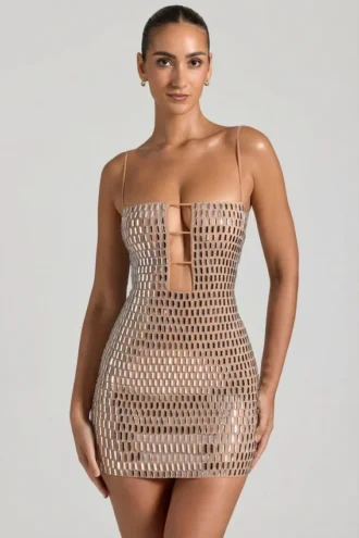 Robe Alanni à découpes ornées, couleur miel