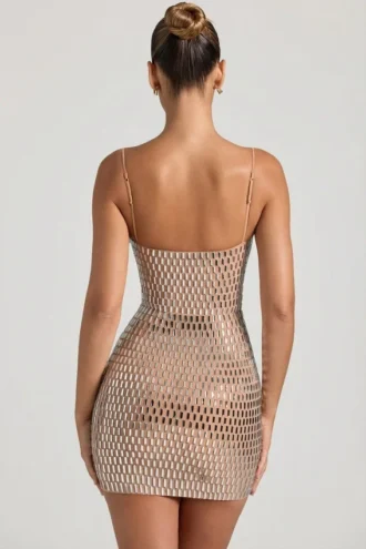 Robe Alanni à découpes ornées, couleur miel