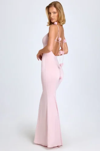 Robe Aldona en jersey fluide à appliqués floraux, couleur blush