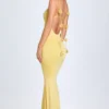 Robe Aldona en jersey fluide à appliqués floraux, jaune pastel Robe Aldona en jersey fluide à appliqués floraux, jaune pastel
