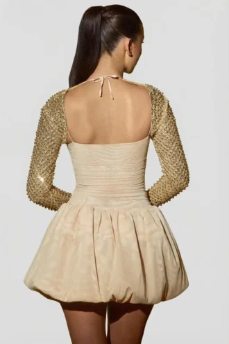 Robe Aletta à ourlet bouffant orné de paillettes dorées