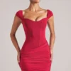 Robe Alva à encolure en cœur, couleur rouge cerise Robe Alva à encolure en cœur, couleur rouge cerise