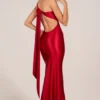 Robe asymétrique à nouer dans le dos Adelina, couleur rose rouge Robe asymétrique à nouer dans le dos Adelina, couleur rose rouge
