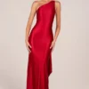 Robe asymétrique à nouer dans le dos Adelina, couleur rose rouge Robe asymétrique à nouer dans le dos Adelina, couleur rose rouge