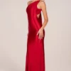 Robe asymétrique à nouer dans le dos Adelina, couleur rose rouge Robe asymétrique à nouer dans le dos Adelina, couleur rose rouge