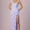 Robe asymétrique à volants et lacets Hera en lilas Robe asymétrique à volants et lacets Hera en lilas
