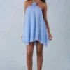 Robe babydoll à dos nu Evania à imprimé pois bleus Robe babydoll à dos nu Evania à imprimé pois bleus