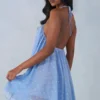 Robe babydoll à dos nu Evania à imprimé pois bleus Robe babydoll à dos nu Evania à imprimé pois bleus