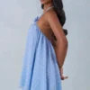 Robe babydoll à dos nu Evania à imprimé pois bleus Robe babydoll à dos nu Evania à imprimé pois bleus