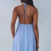 Robe babydoll à dos nu Evania à imprimé pois bleus Robe babydoll à dos nu Evania à imprimé pois bleus