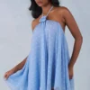 Robe babydoll à dos nu Evania à imprimé pois bleus Robe babydoll à dos nu Evania à imprimé pois bleus