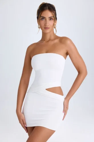 Robe bandeau à découpes Damia en blanc