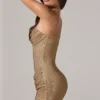 Robe bandeau à fronces à la taille et ornements dorés Zara Robe bandeau à fronces à la taille et ornements dorés Zara
