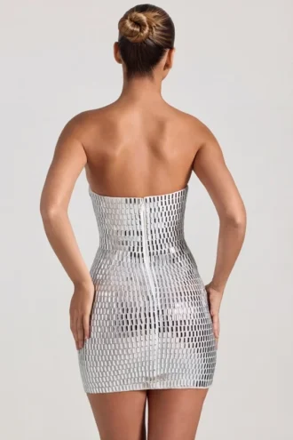 Robe bandeau ornée Aurora en blanc