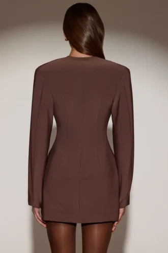 Robe blazer à simple boutonnage Azelie, couleur chocolat