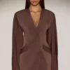 Robe blazer à simple boutonnage Azelie, couleur chocolat