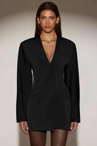 Robe blazer à simple boutonnage Azelie en noir