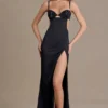 Robe bralette Fleurine en satin orné, couleur noire Robe bralette Fleurine en satin orné, couleur noire