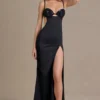 Robe bralette Fleurine en satin orné, couleur noire Robe bralette Fleurine en satin orné, couleur noire