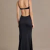 Robe bralette Fleurine en satin orné, couleur noire Robe bralette Fleurine en satin orné, couleur noire