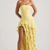 Robe bustier Diletta à volants, jaune pastel Robe bustier Diletta à volants, jaune pastel