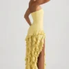 Robe bustier Diletta à volants, jaune pastel Robe bustier Diletta à volants, jaune pastel