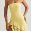 Robe bustier Diletta à volants, jaune pastel Robe bustier Diletta à volants, jaune pastel
