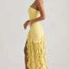 Robe bustier Diletta à volants, jaune pastel Robe bustier Diletta à volants, jaune pastel