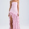 Robe bustier Diletta à volants, rose pâle Robe bustier Diletta à volants, rose pâle
