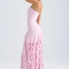 Robe bustier Diletta à volants, rose pâle Robe bustier Diletta à volants, rose pâle