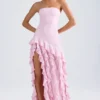 Robe bustier Diletta à volants, rose pâle Robe bustier Diletta à volants, rose pâle