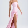 Robe bustier Diletta à volants, rose pâle Robe bustier Diletta à volants, rose pâle