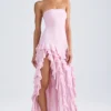 Robe bustier Diletta à volants, rose pâle Robe bustier Diletta à volants, rose pâle