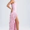 Robe bustier Diletta à volants, rose pâle Robe bustier Diletta à volants, rose pâle