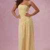 Robe bustier en jersey Evelina, couleur jaune beurre